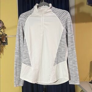 Athletic Works Women’s 1/4 Zip Pullover Size M White Black Long Sleeve Active